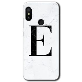 Xiaomi Mi A2 Lite Beyaz Mermer Desenli E Harfi Baskılı Uyumlu Silikon Kılıf