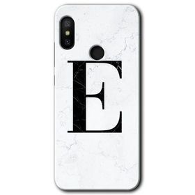 Xiaomi Mi A2 Lite Beyaz Mermer Desenli E Harfi Baskılı Uyumlu Silikon Kılıf