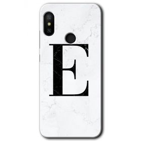 Xiaomi Mi A2 Lite Beyaz Mermer Desenli E Harfi Baskılı Uyumlu Silikon Kılıf