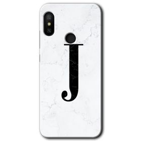 Xiaomi Mi A2 Lite Beyaz Mermer Desenli J Harfi Baskılı Uyumlu Silikon Kılıf