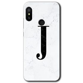Xiaomi Mi A2 Lite Beyaz Mermer Desenli J Harfi Baskılı Uyumlu Silikon Kılıf
