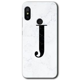 Xiaomi Mi A2 Lite Beyaz Mermer Desenli J Harfi Baskılı Uyumlu Silikon Kılıf