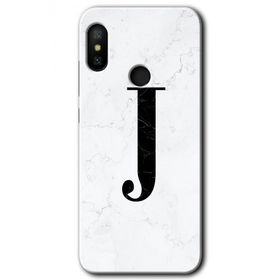 Xiaomi Mi A2 Lite Beyaz Mermer Desenli J Harfi Baskılı Uyumlu Silikon Kılıf