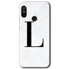 Xiaomi Mi A2 Lite Beyaz Mermer Desenli L Harfi Baskılı Uyumlu Silikon Kılıf