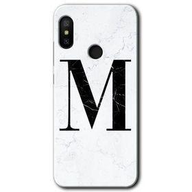 Xiaomi Mi A2 Lite Beyaz Mermer Desenli M Harfi Baskılı Uyumlu Silikon Kılıf
