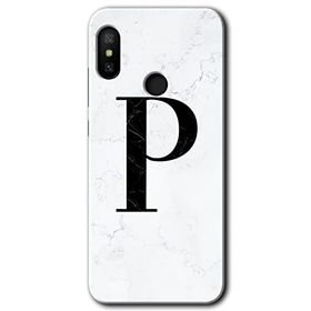 Xiaomi Mi A2 Lite Beyaz Mermer Desenli P Harfi Baskılı Uyumlu Silikon Kılıf