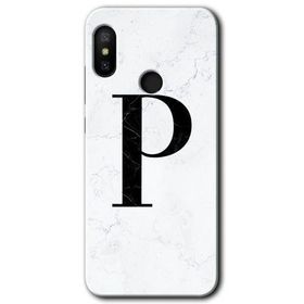 Xiaomi Mi A2 Lite Beyaz Mermer Desenli P Harfi Baskılı Uyumlu Silikon Kılıf