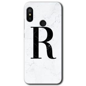 Xiaomi Mi A2 Lite Beyaz Mermer Desenli R Harfi Baskılı Uyumlu Silikon Kılıf