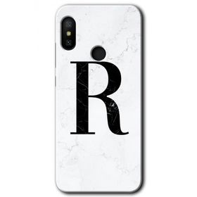 Xiaomi Mi A2 Lite Beyaz Mermer Desenli R Harfi Baskılı Uyumlu Silikon Kılıf