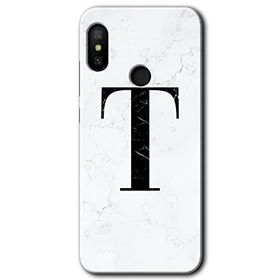Xiaomi Mi A2 Lite Beyaz Mermer Desenli T Harfi Baskılı Uyumlu Silikon Kılıf