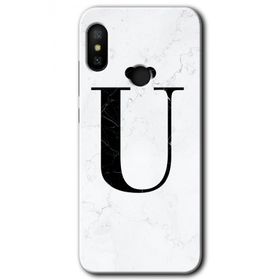Xiaomi Mi A2 Lite Beyaz Mermer Desenli Ü Harfi Baskılı Uyumlu Silikon Kılıf