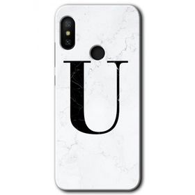 Xiaomi Mi A2 Lite Beyaz Mermer Desenli Ü Harfi Baskılı Uyumlu Silikon Kılıf