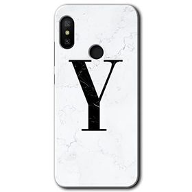 Xiaomi Mi A2 Lite Beyaz Mermer Desenli Y Harfi Baskılı Uyumlu Silikon Kılıf