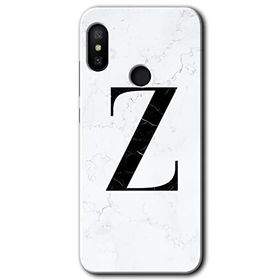 Xiaomi Mi A2 Lite Beyaz Mermer Desenli Z Harfi Baskılı Uyumlu Silikon Kılıf