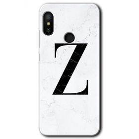 Xiaomi Mi A2 Lite Beyaz Mermer Desenli Z Harfi Baskılı Uyumlu Silikon Kılıf