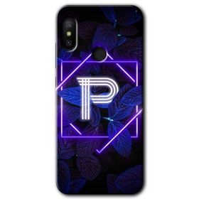 Xiaomi Mi A2 Lite Dark Neon Yaprak P Harfi Baskılı Uyumlu Silikon Kılıf
