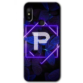Xiaomi Mi A2 Lite Dark Neon Yaprak P Harfi Baskılı Uyumlu Silikon Kılıf