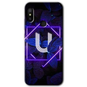Xiaomi Mi A2 Lite Dark Neon Yaprak Ü Harfi Baskılı Uyumlu Silikon Kılıf