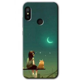 Xiaomi Mi A2 Lite Kedili Kız Baskılı Uyumlu Silikon Kılıf