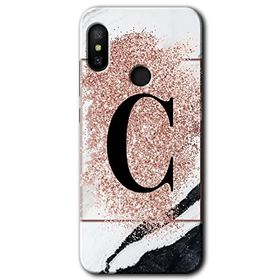 Xiaomi Mi A2 Lite Pembe Mermer Desenli C Harfi Baskılı Uyumlu Silikon Kılıf