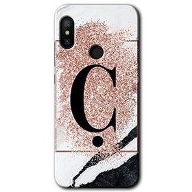 Xiaomi Mi A2 Lite Pembe Mermer Desenli C Harfi Baskılı Uyumlu Silikon Kılıf