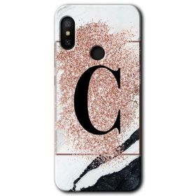 Xiaomi Mi A2 Lite Pembe Mermer Desenli C Harfi Baskılı Uyumlu Silikon Kılıf