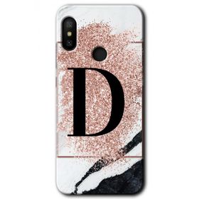 Xiaomi Mi A2 Lite Pembe Mermer Desenli D Harfi Baskılı Uyumlu Silikon Kılıf