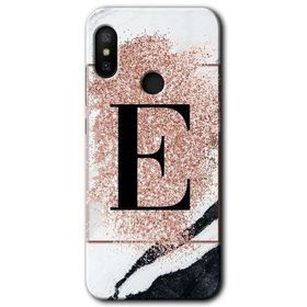 Xiaomi Mi A2 Lite Pembe Mermer Desenli E Harfi Baskılı Uyumlu Silikon Kılıf