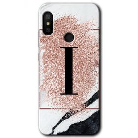 Xiaomi Mi A2 Lite Pembe Mermer Desenli I Harfi Baskılı Uyumlu Silikon Kılıf