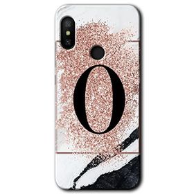 Xiaomi Mi A2 Lite Pembe Mermer Desenli O Harfi Baskılı Uyumlu Silikon Kılıf