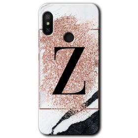 Xiaomi Mi A2 Lite Pembe Mermer Desenli T Harfi Baskılı Uyumlu Silikon Kılıf