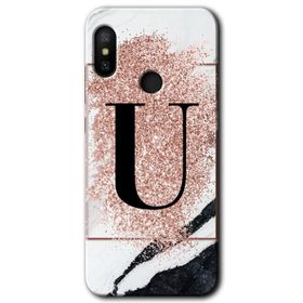 Xiaomi Mi A2 Lite Pembe Mermer Desenli T Harfi Baskılı Uyumlu Silikon Kılıf