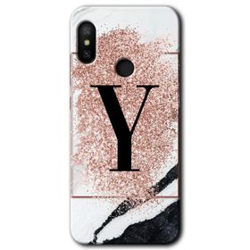 Xiaomi Mi A2 Lite Pembe Mermer Desenli T Harfi Baskılı Uyumlu Silikon Kılıf