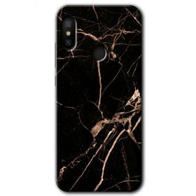 Xiaomi Mi A2 Lite Siyah Gold Mermer Baskılı Uyumlu Silikon Kılıf