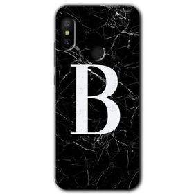 Xiaomi Mi A2 Lite Siyah Mermer Desenli B Harfi Baskılı Uyumlu Silikon Kılıf