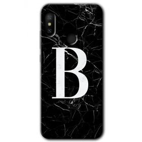 Xiaomi Mi A2 Lite Siyah Mermer Desenli B Harfi Baskılı Uyumlu Silikon Kılıf