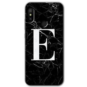 Xiaomi Mi A2 Lite Siyah Mermer Desenli E Harfi Baskılı Uyumlu Silikon Kılıf
