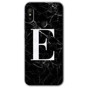 Xiaomi Mi A2 Lite Siyah Mermer Desenli E Harfi Baskılı Uyumlu Silikon Kılıf