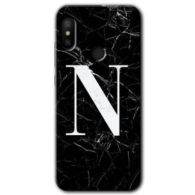 Xiaomi Mi A2 Lite Siyah Mermer Desenli F Harfi Baskılı Uyumlu Silikon Kılıf