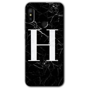 Xiaomi Mi A2 Lite Siyah Mermer Desenli F Harfi Baskılı Uyumlu Silikon Kılıf