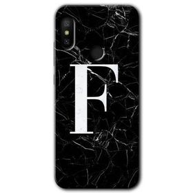 Xiaomi Mi A2 Lite Siyah Mermer Desenli F Harfi Baskılı Uyumlu Silikon Kılıf