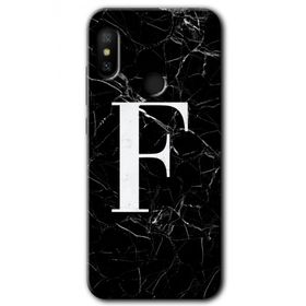Xiaomi Mi A2 Lite Siyah Mermer Desenli F Harfi Baskılı Uyumlu Silikon Kılıf