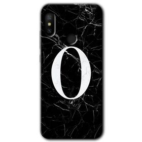 Xiaomi Mi A2 Lite Siyah Mermer Desenli O Harfi Baskılı Uyumlu Silikon Kılıf
