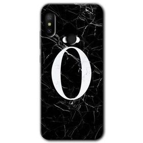Xiaomi Mi A2 Lite Siyah Mermer Desenli O Harfi Baskılı Uyumlu Silikon Kılıf