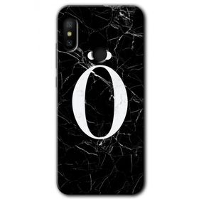 Xiaomi Mi A2 Lite Siyah Mermer Desenli O Harfi Baskılı Uyumlu Silikon Kılıf