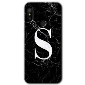 Xiaomi Mi A2 Lite Siyah Mermer Desenli Ş Harfi Baskılı Uyumlu Silikon Kılıf