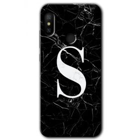 Xiaomi Mi A2 Lite Siyah Mermer Desenli Ş Harfi Baskılı Uyumlu Silikon Kılıf