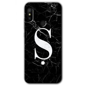 Xiaomi Mi A2 Lite Siyah Mermer Desenli Ş Harfi Baskılı Uyumlu Silikon Kılıf