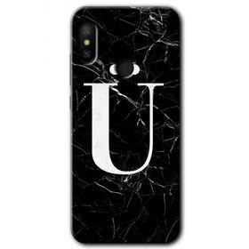 Xiaomi Mi A2 Lite Siyah Mermer Desenli Ü Harfi Baskılı Uyumlu Silikon Kılıf