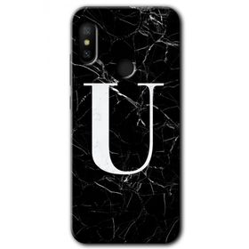 Xiaomi Mi A2 Lite Siyah Mermer Desenli Ü Harfi Baskılı Uyumlu Silikon Kılıf